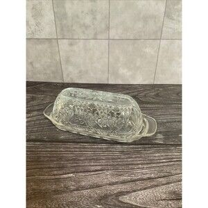 Vtg Cristal D’Arques Durand Antique Clear Glass Butter Dish USA Butterdish